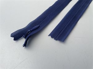 Usynlig lynlås - blålilla og ikke delbar, 55 cm